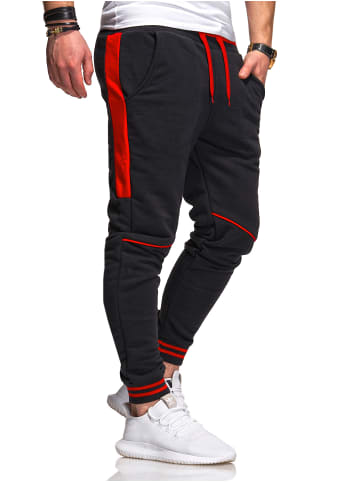 behype Jogginghose - MP1317 Lange Sporthose Trainingshose in Schwarz-Rot