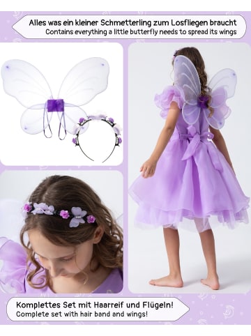 Corimori Prinzessin Kleid Kostüm-Set für Kinder Schmetterling Mira in Lila