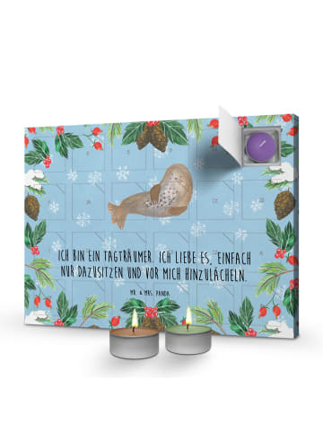 Mr. & Mrs. Panda Duftkerzen Adventskalender Robbe Lachen mit Spruch in Eisblau