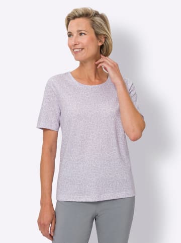 Sieh an! Kurzarm-Shirt in ecru-flieder-bedruckt
