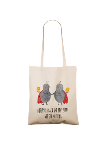 Mr. & Mrs. Panda Tragetasche Sternzeichen Zwilling mit Spruch in Creme