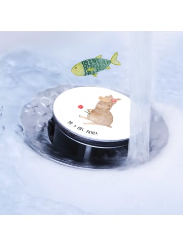 Mr. & Mrs. Panda Waschbecken Ablaufstopfen Alpaka Blume ohne Spruch in Weiß