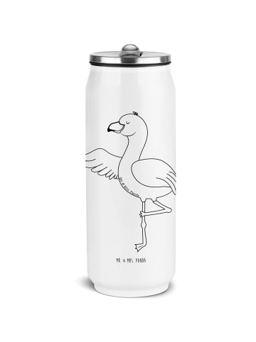 Mr. & Mrs. Panda Thermoflasche Flamingo Yoga ohne Spruch in Weiß