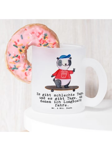 Mr. & Mrs. Panda Kaffeetasse Panda Longboard fahren mit Spruch in Transparent