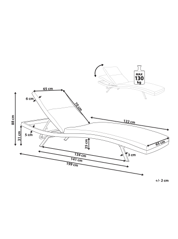 Beliani 2er-Set Gartenliege AMELIA in Grau/Weiß