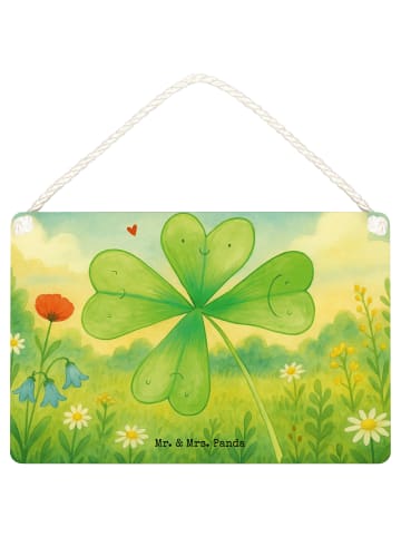 Mr. & Mrs. Panda Schild Blume Kleeblatt Design ohne Spruch in Weiß
