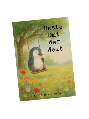 Mr. & Mrs. Panda Postkarte Pinguin Beste Omi der Welt Design mit... in Weiß