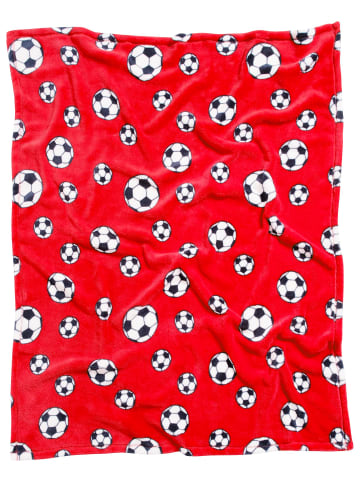 Playshoes Fleece-Decke Fußball in Rot