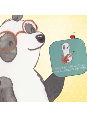 Mr. & Mrs. Panda Bierdeckel Bassgitarre Groove mit Spruch in Meeresbrise