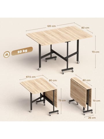 HOMCOM Esstisch in Eiche 120L x 80B x 73H cm