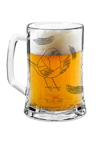 Mr. & Mrs. Panda Gravur Bierkrug Rotkehlchen Federn ohne Spruch in Transparent