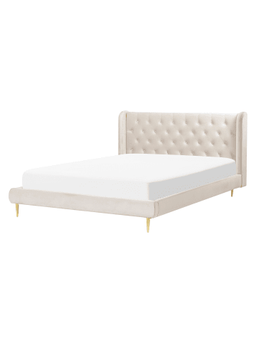 Beliani 2-tlg Doppelbett FORBACH in Beige/Gold