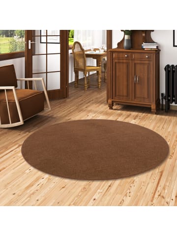 Snapstyle Velours-Teppich Joy Rund in braun