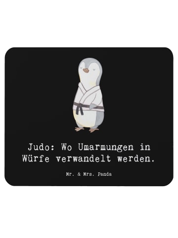 Mr. & Mrs. Panda Mouse Pad Judo Umarmungen mit Spruch in Schwarz