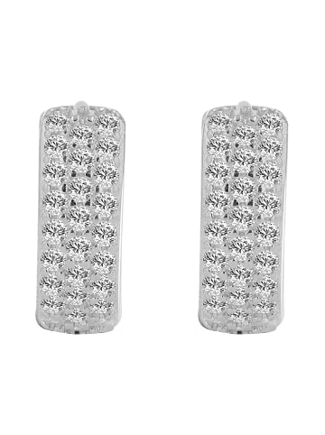Adeliás Damen Ohrringe – Klappcreole aus 925 Silber mit Zirkonia in silber