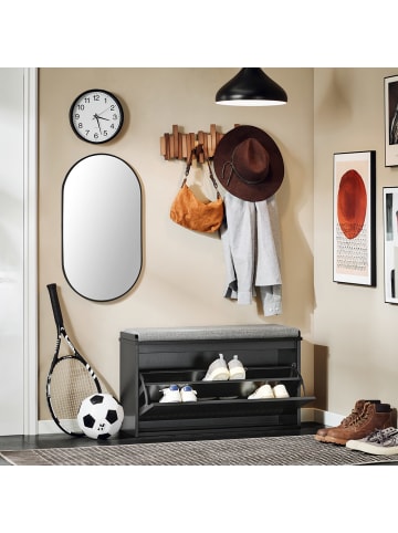 SoBuy Schuhschrank mit Sitzfläche in Matt-Schwarz - (W) 26 x (H) 45 x (L) 80 cm