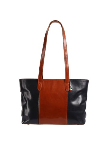 Florence Florence Schultertasche Leder dunkelblau, braun ca. 42cm