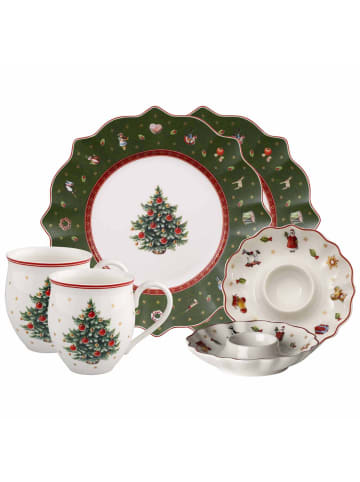 Villeroy & Boch 6er Set Frühstücks-Set Tannenbaum Toy's Delight grün-weiß in grün-weiß