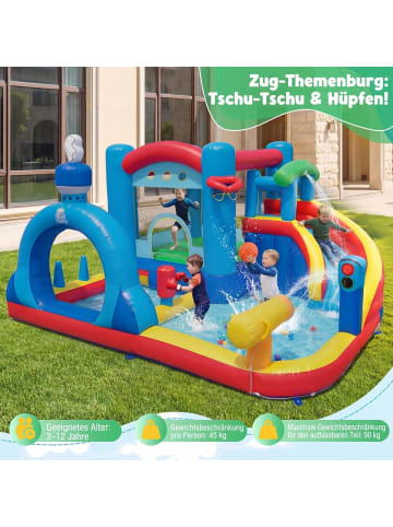COSTWAY Hüpfburg mit Wasserrutsche 370 x 360 x 204 cm in Bunt