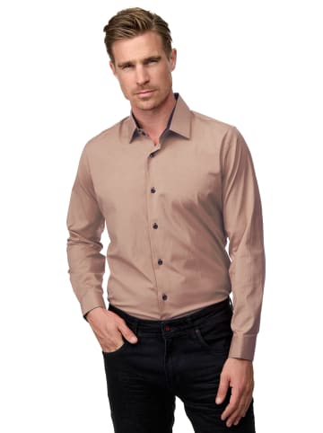 Rusty Neal Business Hemd Slim Fit Premium Cotton-Stretch in Beige