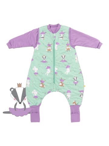 Schlummersack Schlafsack mit Füßen und umklappbaren Bündchen 3.5 TOG in Mint-Lila