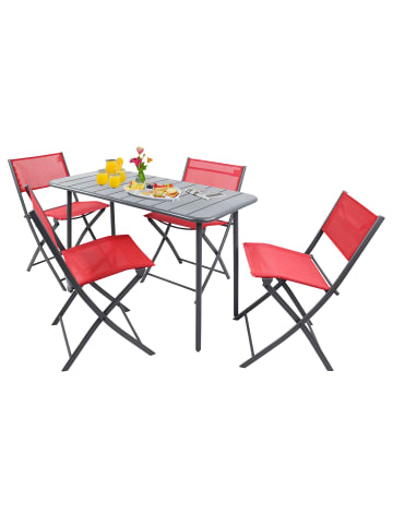 VCM  5 tlg. Bistroset Balkonset Gartenset Sumila 110x55 in Rot