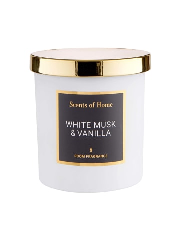 Butlers Duftkerze White Musk & Vanilla mit Sojawachs SCENTS OF HOME in Weiß-Gold