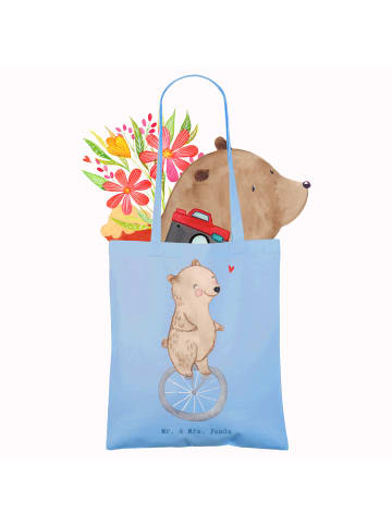 Mr. & Mrs. Panda Schultertasche Bär Einrad fahren ohne Spruch in Sky Blue