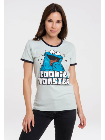 Logoshirt T-Shirt Sesamstrasse - Krümelmonster in hellblau-dunkelblau