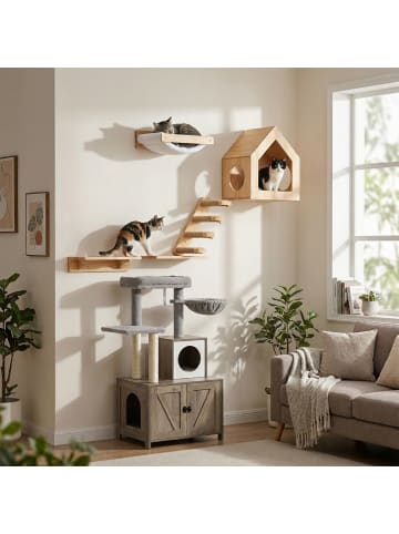 relaxdays Katzenhaus in Natur - (B)39,5 x (H)46 x (T)30 cm