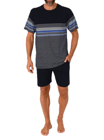 NORMANN kurzarm Schlafanzug Shorty Streifen in blau
