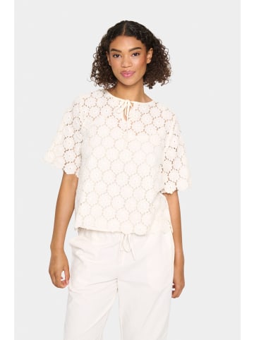 SAINT TROPEZ Kurzarm-Bluse ZojaSZ Lockere Passform in Sea Salt