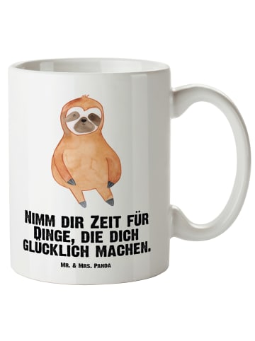 Mr. & Mrs. Panda XL Tasse Faultier Zufrieden mit Spruch in Weiß