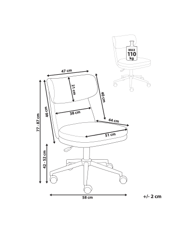 Beliani Bürostuhl GRANBY in Grau/Gold - (W) 58 x (H) 77 x (L) 58 cm