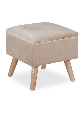 relaxdays Samthocker in Creme - (B)40 x (H)40 x (T)40 cm