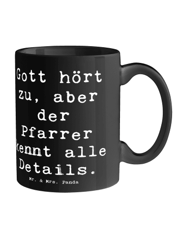 Mr. & Mrs. Panda Kaffeebecher Spruch Pfarrer Details mit Spruch in Schwarz