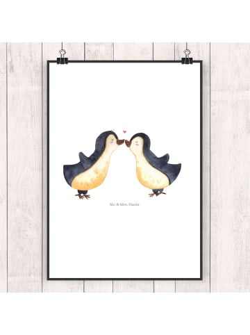 Mr. & Mrs. Panda Poster Pinguin Liebe ohne Spruch in Weiß