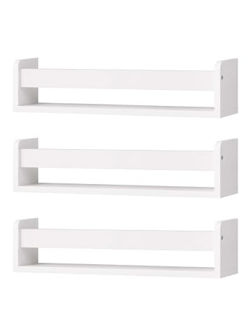 relaxdays 3 x Kinderregal in Weiß - (B)58 x (H)10 x (T)12 cm