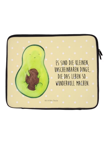 Mr. & Mrs. Panda Notebook Tasche Avocado Kern mit Spruch in Gelb Pastell