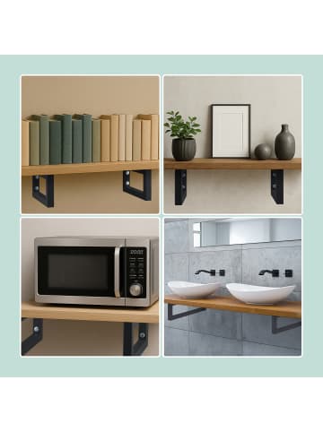 relaxdays 2 x Wandkonsole in Schwarz - 50 cm