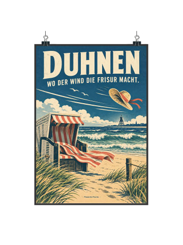 Mr. & Mrs. Panda Poster Duhnen-Strandposter retro Design mit Spruch in Weiß