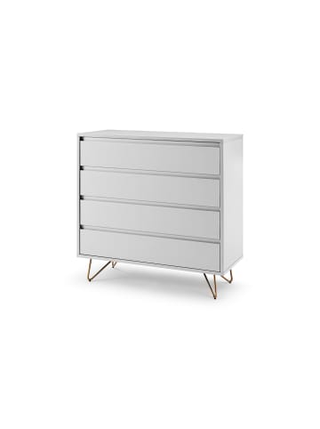 SalesFever Kommode breit 90 cm mit Stauraum - Metallbeine und MDF matt lackiert in Weiß