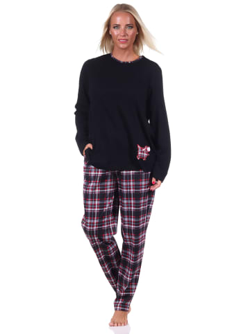 NORMANN Pyjama lang Karohose - 69306 in schwarz