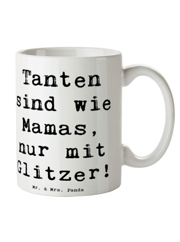 Mr. & Mrs. Panda Becher Spruch Glitzernde Tante mit Spruch in Weiß