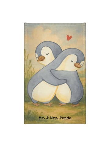 Mr. & Mrs. Panda Gästehandtuch Pinguine Kuscheln Design ohne Spruch in Weiß