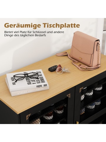 COSTWAY 7-stöckiger Schuhschrank mit Maschentüren in Schwarz