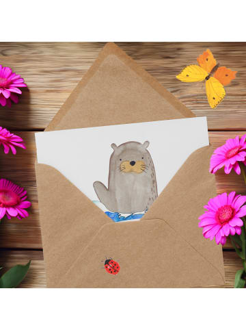 Mr. & Mrs. Panda Glückwunschkarte Schwimmlehrer Leidenschaft mit... in Weiß