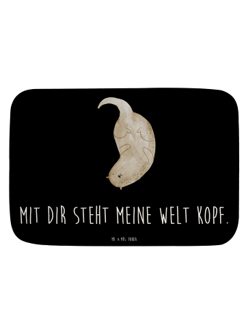 Mr. & Mrs. Panda Badezimmerteppich Otter Kopfüber mit Spruch in Schwarz