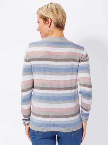 WITT WEIDEN Stehkragenpullover in rosé-bleu-geringelt
