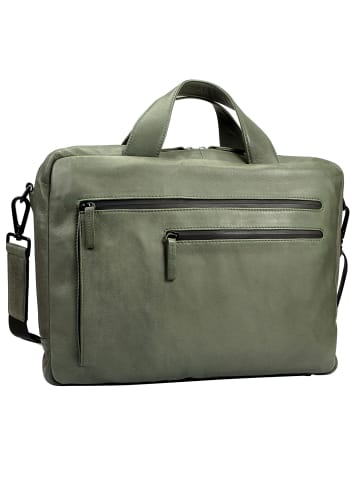 Leonhard Heyden Den Haag Aktentasche Leder 38 cm Laptopfach oliv